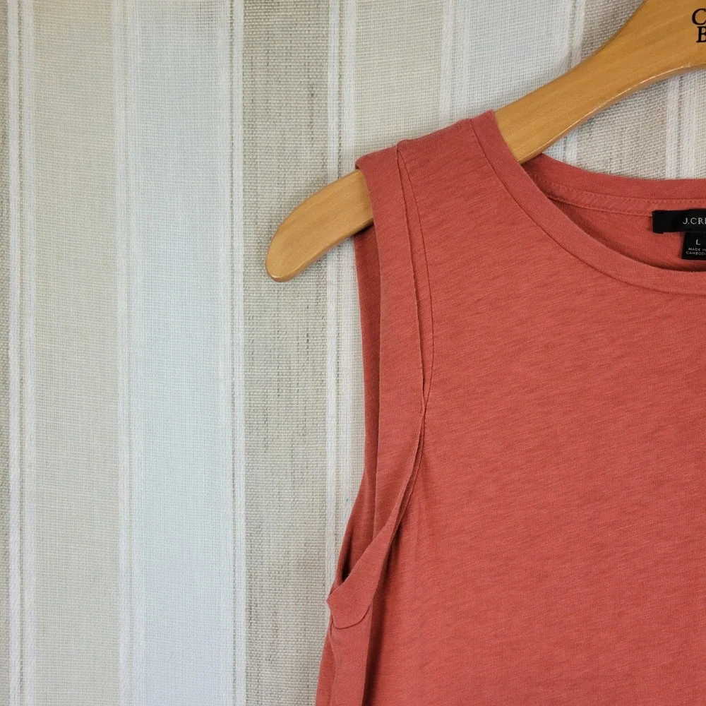 J. Crew Slub‎ Cotton Midi Tank Dress Orange Terracotta Size Large 100% Cotton